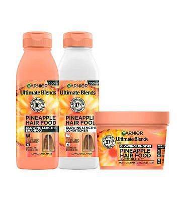 Garnier Ultimate Blends Glowing Lengths Pineapple Shampoo, Conditioner and Hair Mask Bundle