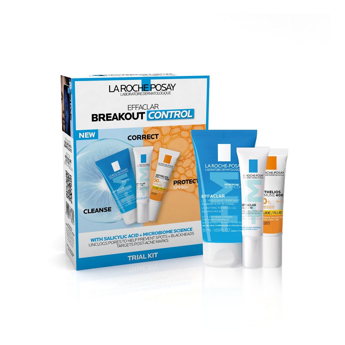 La Roche Posay La Roche-Posay Effaclar Breakout Control 3-Step Trial Gift Set To Cleanse, Correct & Protect Blemish-Prone Skin