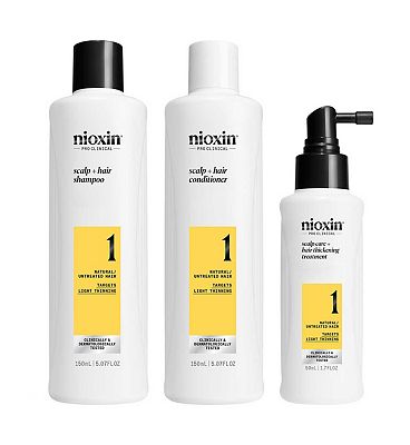 Nioxin Scalp + Hair Thickening System 1 for Natural Hair with Light Thinning, Trial Kit