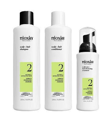 Nioxin Scalp + Hair Thickening System 2 for Natural Hair with Progressed Thinning, Trial Kit