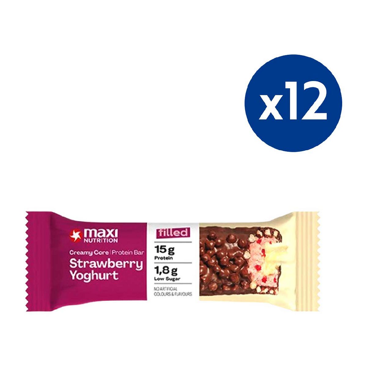 Maxinutrition Maxi Nutrition Creamy Core Strawberry Cream Yoghurt Protein Bar 45G X 12 Bundle