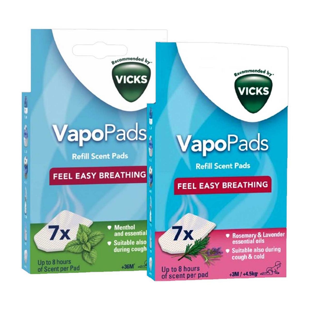 Vicks Vapopads Refill Scent Pads - Menthol & Rosemary Lavender 2 Pack Bundle