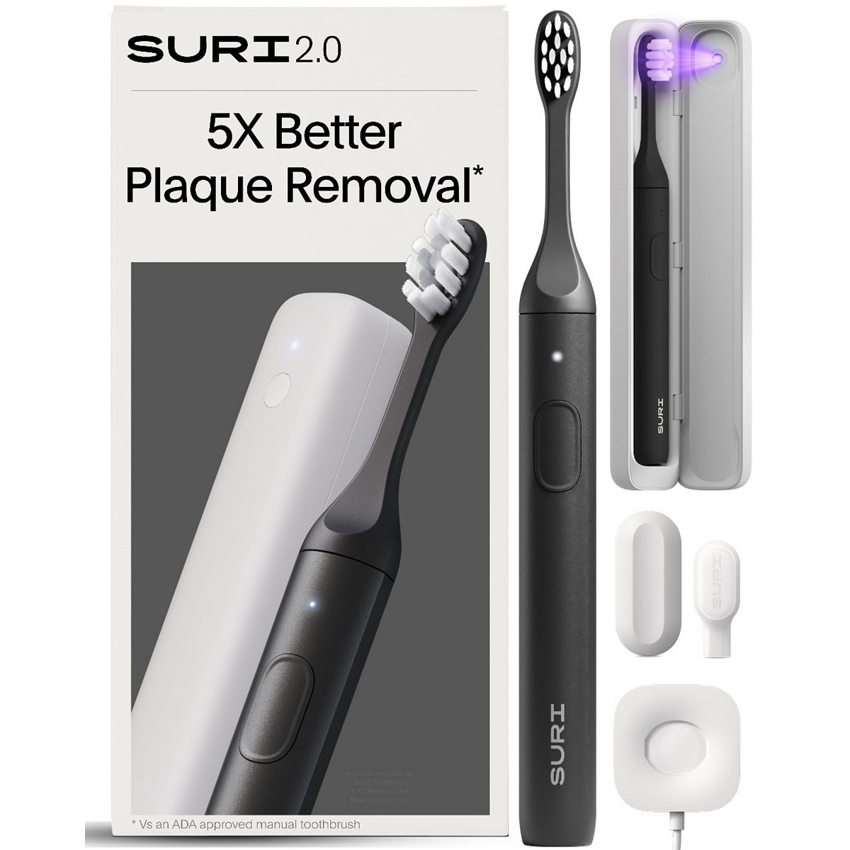 Suri 2.0 Sonic Electric Toothbrush & Uv Travel Case Midnight Black
