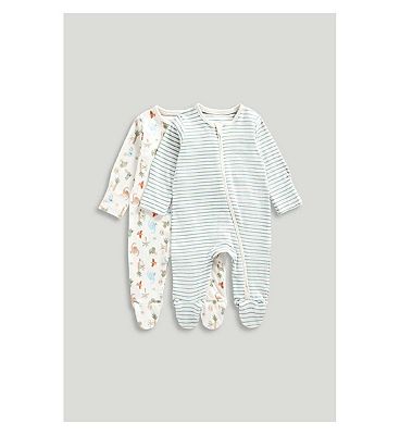 Mothercare Dino Zipped Sleepsuits 2 Pack