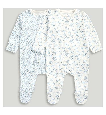 Mothercare Disty Blue Zipped Sleepsuit 2 Pack