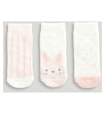 Mothercare Pink Bunny Socks 3 Pack 1 - 6 Months