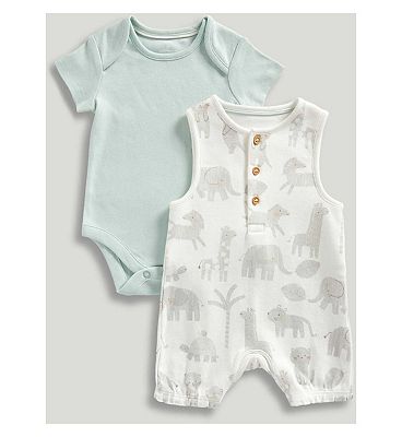 Mothercare Safari Sands Bibshort and Short Sleeved Bodysuit Up To 7.5 lbs (5)