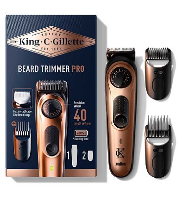 King C Gillette Beard Trimmer PRO with 2 Combs and Brush