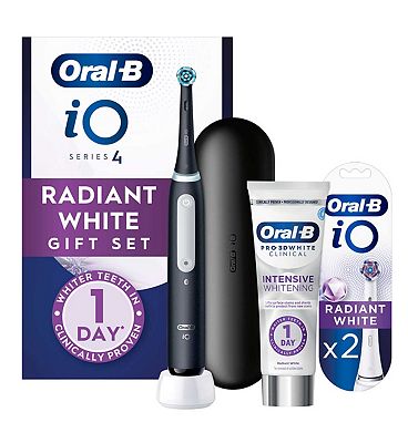 Oral-B iO4 Black Electric Toothbrush Radiant White Giftset