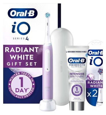 Oral-B iO4 Lavender Electric Toothbrush Radiant White Giftset - Boots