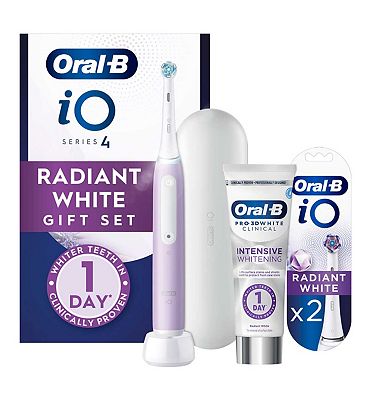 Oral-B iO4 Lavender Electric Toothbrush Radiant White Giftset