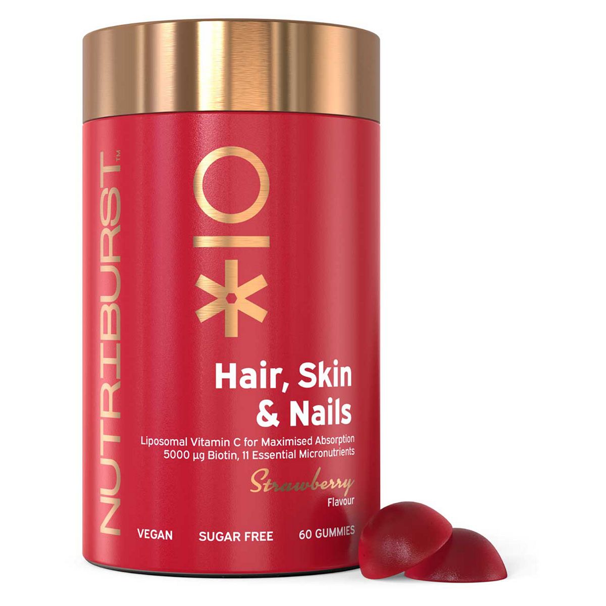 Nutriburst Hair, Skin & Nails Vitamin Gummies Strawberry - 60