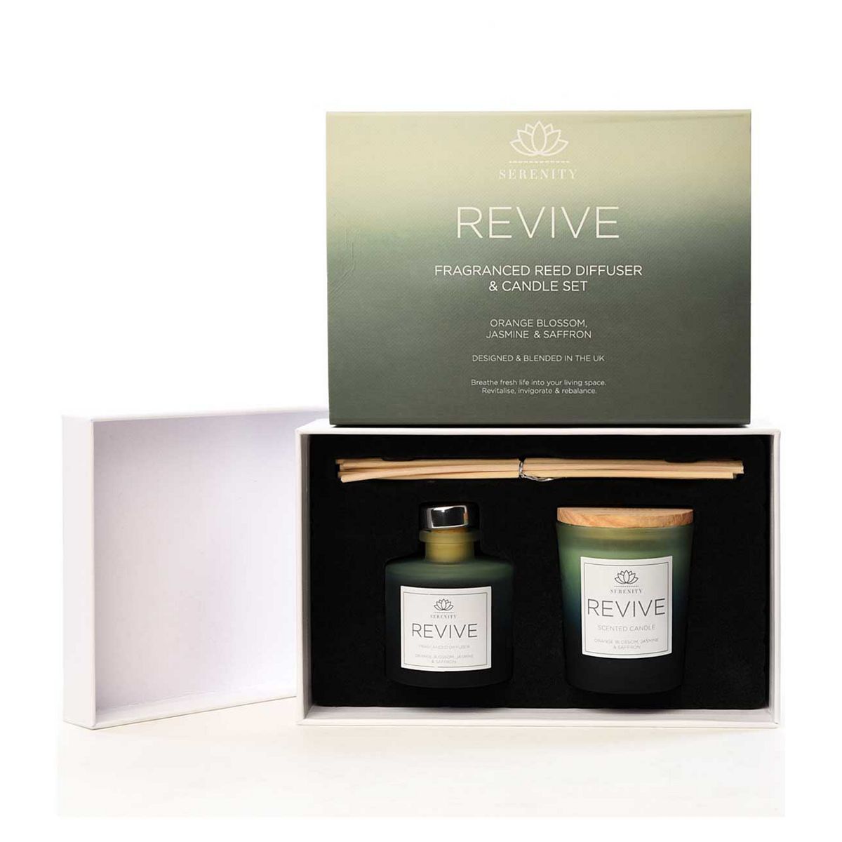 Serenity Candle 70G And Diffuser 50ml - Orange, Jasmine Saffron