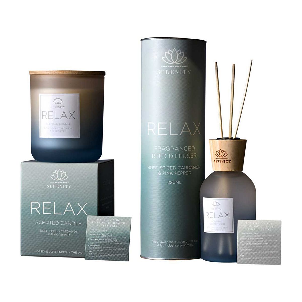 Serenity Relax Diffuser 220Ml Rose And 270G Candle