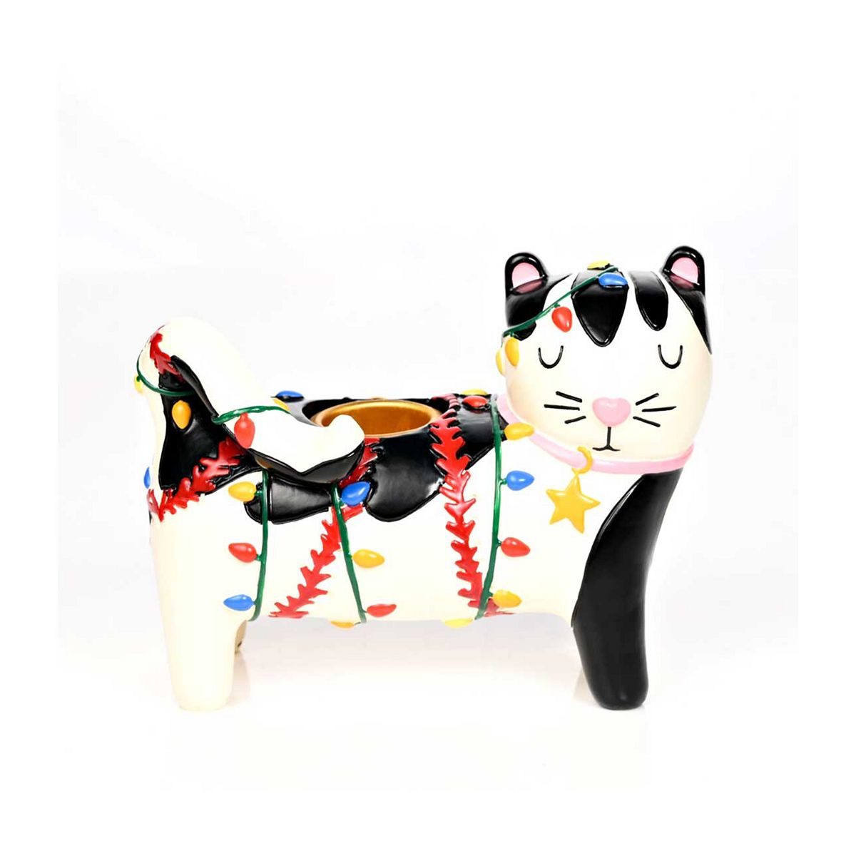 Raspberry Blossom Cat Shaped Candle Holder