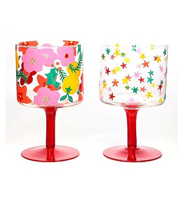 Raspberry Blossom Set of 2 Wine Glasses