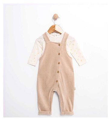 Maybe Baby Bodysuit and Velour Dungaree 0-3M