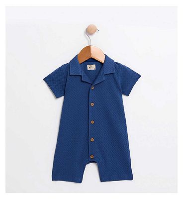 Maybe Baby Popcorn Texture Polo Romper 0-3M