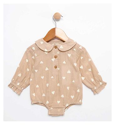 Maybe Baby Dobby Texture Heart Romper 0-3M