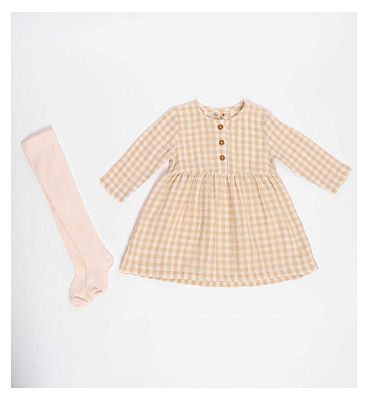 Maybe Baby Double Cloth Dress and Tights 6-9M