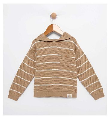 Maybe Junior Popcorn Knit Stripe Hoodie 3-4Y