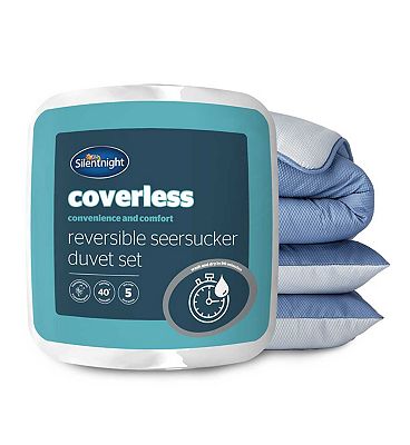 Silentnight Seersucker Coverless 10.5 Tog Duvet and Pillowcase Set - Blue/Grey - Single