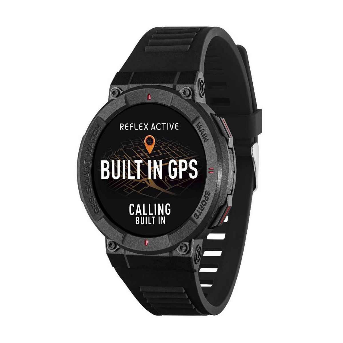 Reflex Active Series 43 Black Silicone Strap Gps Sports Smart Calling Watch