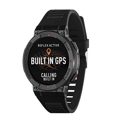 Reflex Active Series 43 Black Silicone Strap  GPS Sports Smart Calling Watch