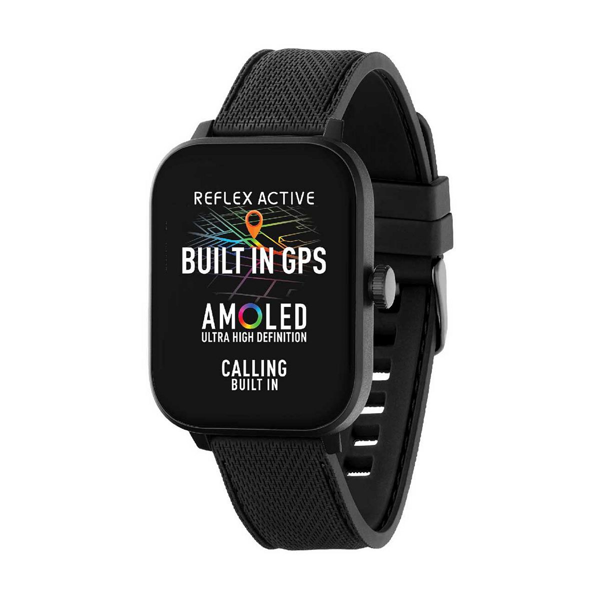 Reflex Active Series 44 Black Silicone Amoled Gps Sports Smart Calling Watch