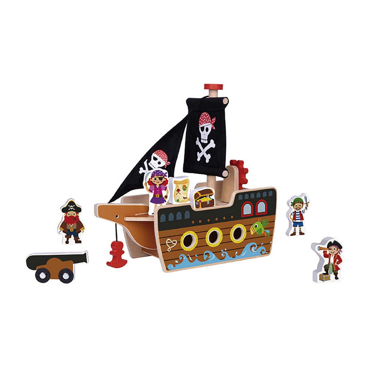 Tooky Toys Wooden Pirate Ship Playset