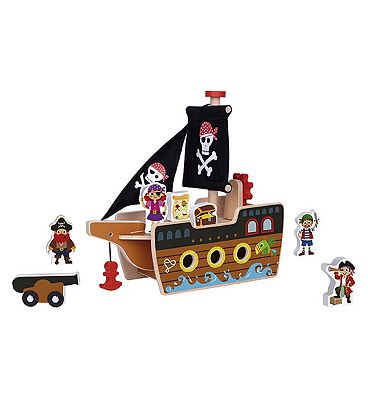 Tooky Toys Wooden Pirate Ship Playset