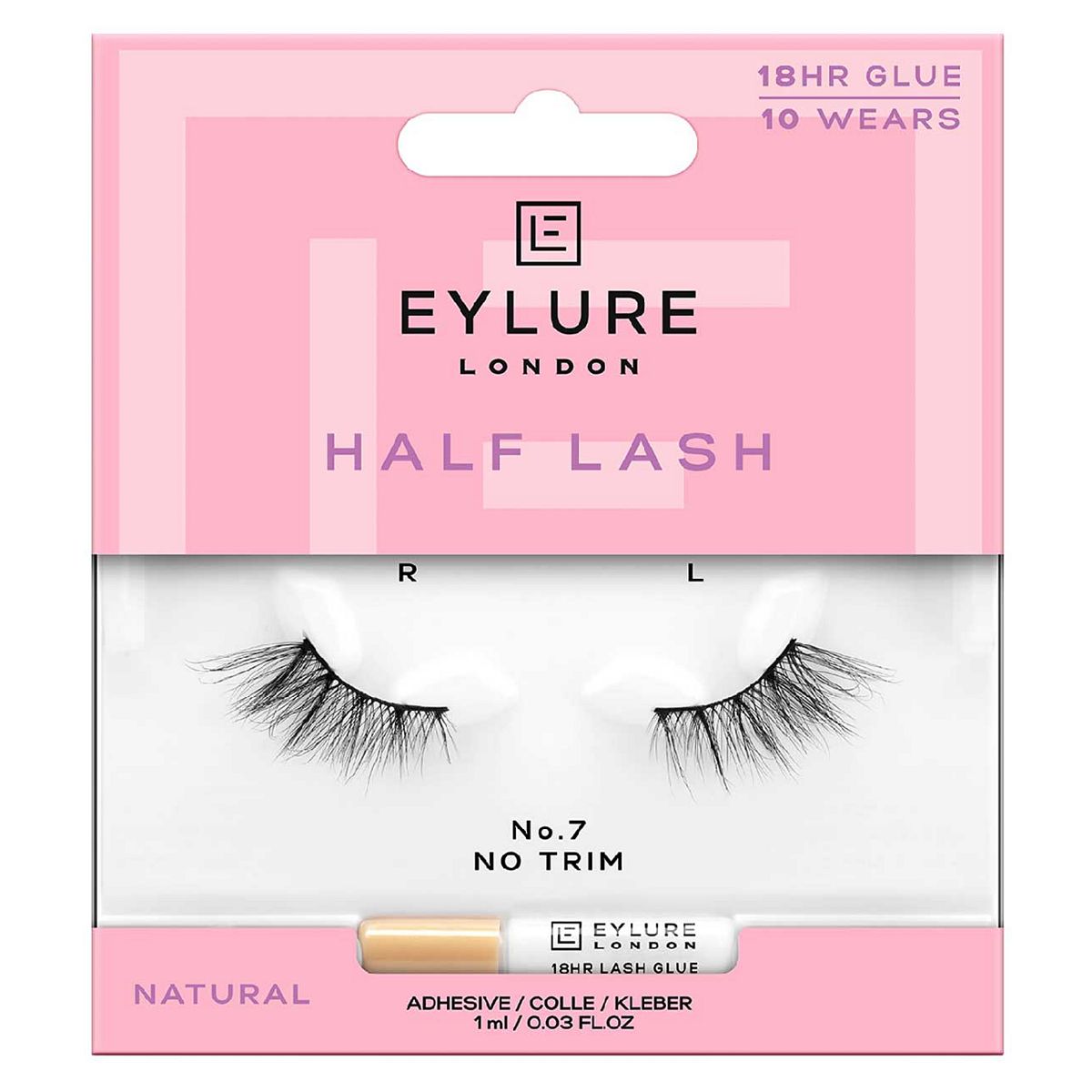 Eylure Half Lash No.7 False Lashes Pair And Adhesive 1ml