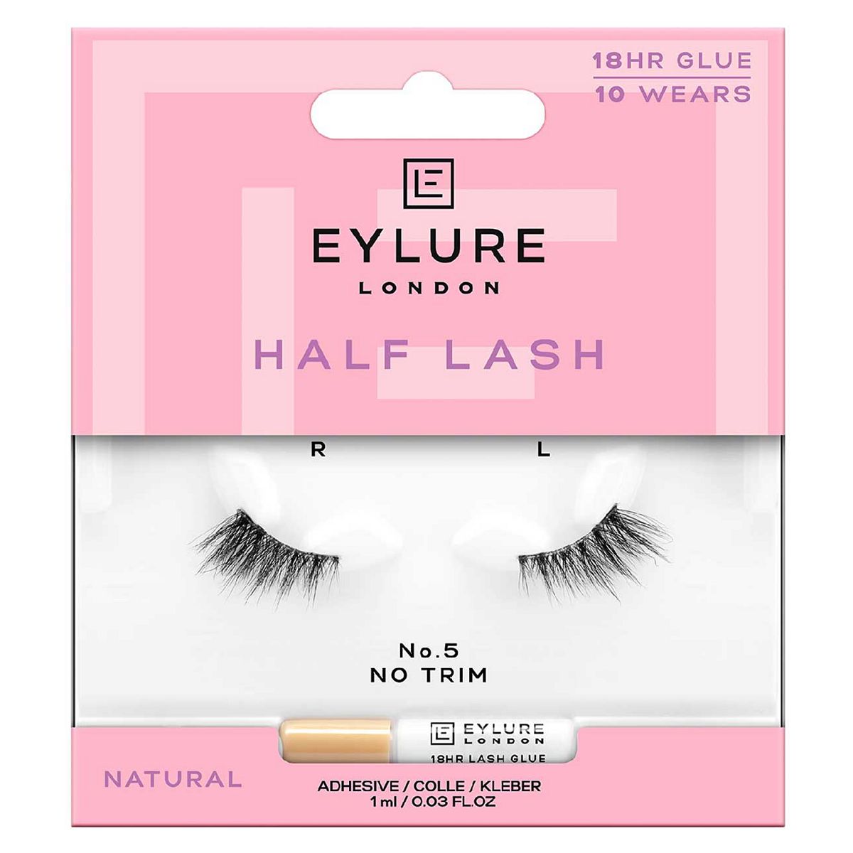 Eylure Half Lash No.5 False Lashes Pair And Adhesive 1ml