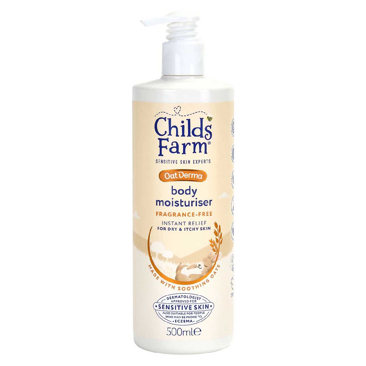 Childs Farm Oatderma Body Moisturiser 500Ml Fragrance Free Sensitive Skin Baby Kids
