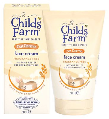 Childs Farm OatDerma Face Cream 50ml Fragrance Free Sensitive Skin