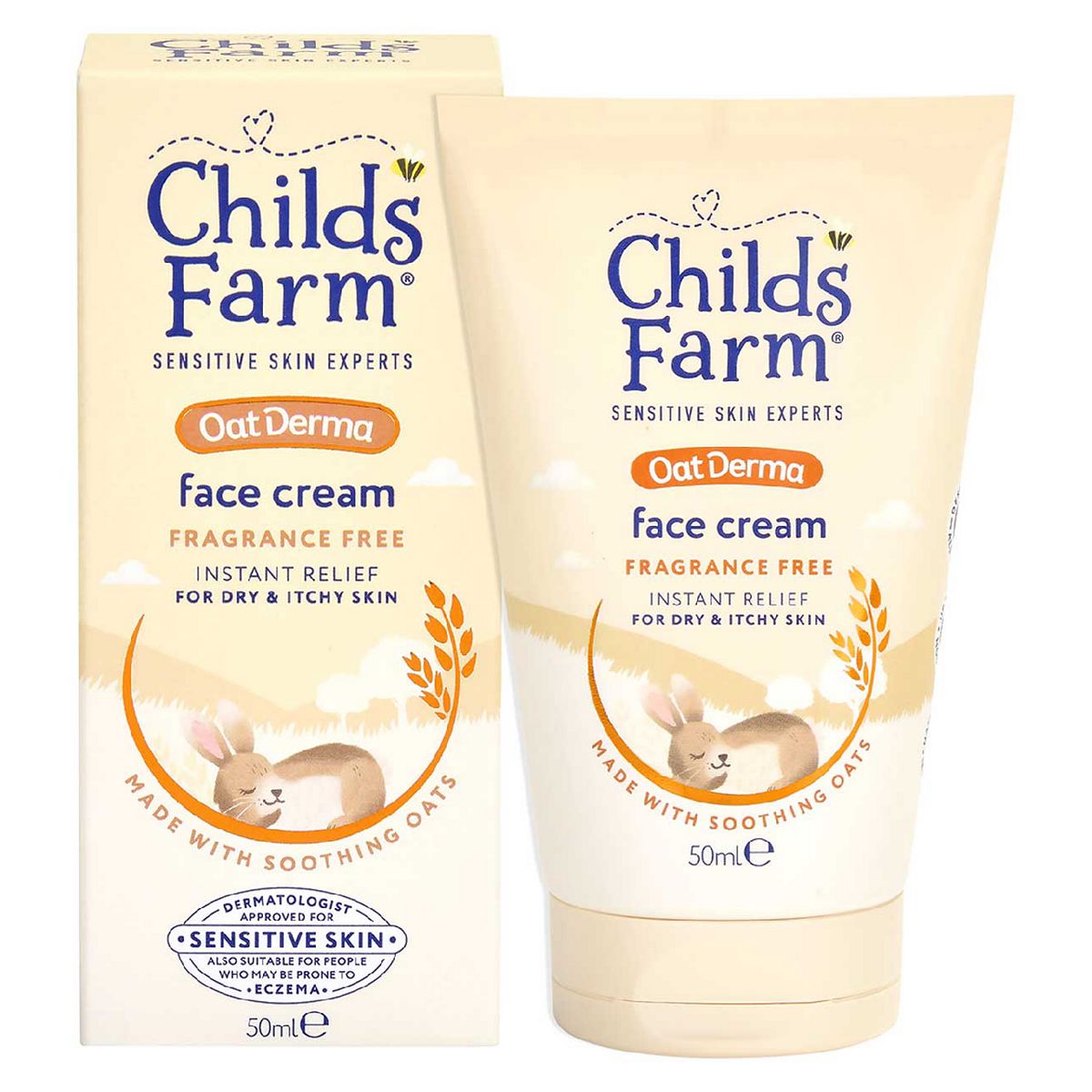 Childs Farm Oatderma Face Cream 50Ml Fragrance Free Sensitive Skin Baby Kids Moisturiser