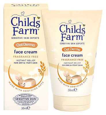 Childs Farm OatDerma Face Cream 50ml Fragrance Free Sensitive Skin Baby Kids Moisturiser