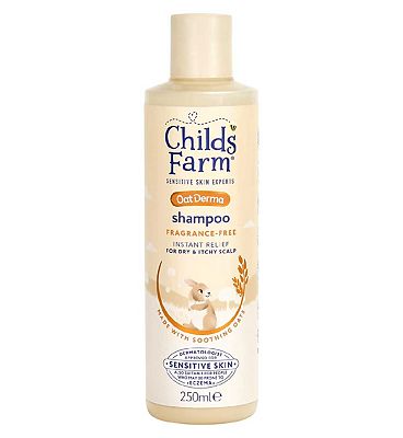 Childs Farm OatDerma Shampoo 250ml Fragrance Free Sensitive Scalp Baby Kids Tear Free Formula