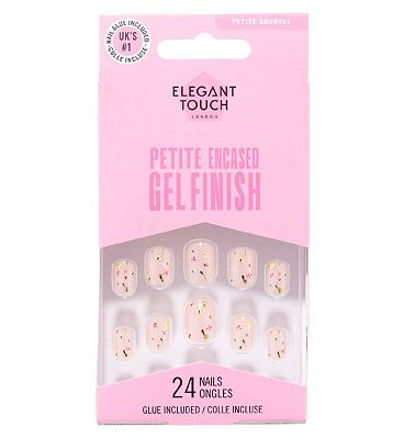 Elegant Touch Petite Gel Finish Garden Blooms False Nails With Glue 24s