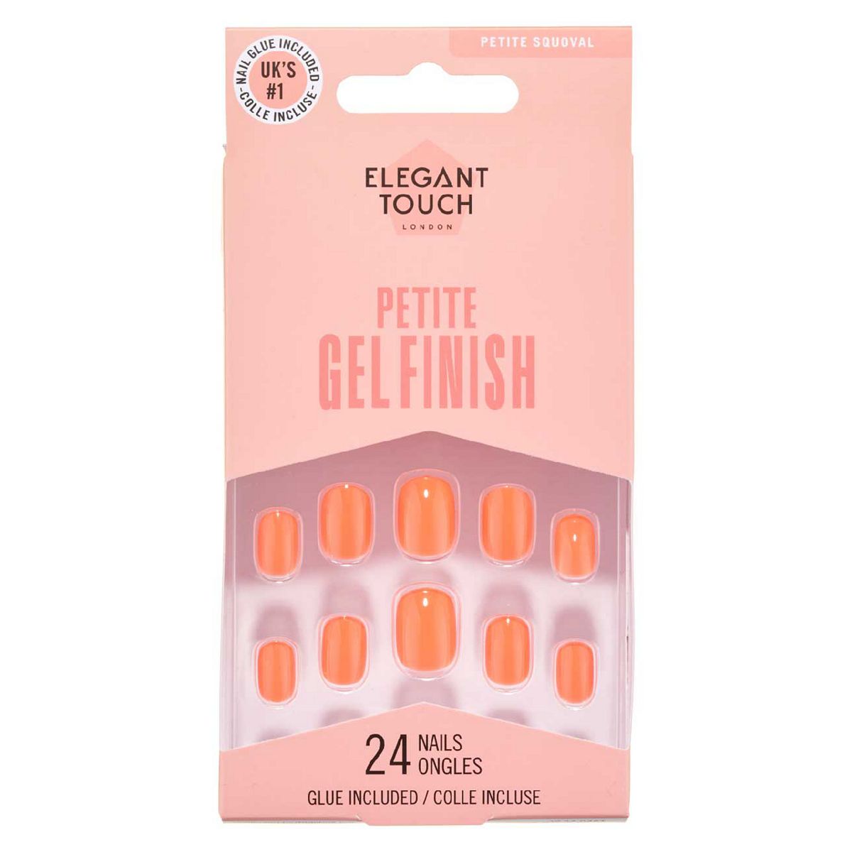 Elegant Touch Petite Gel Finish Tulip Sunrise False Nails With Glue 24S