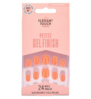 Elegant Touch Petite Gel Finish Tulip Sunrise False Nails With Glue 24s