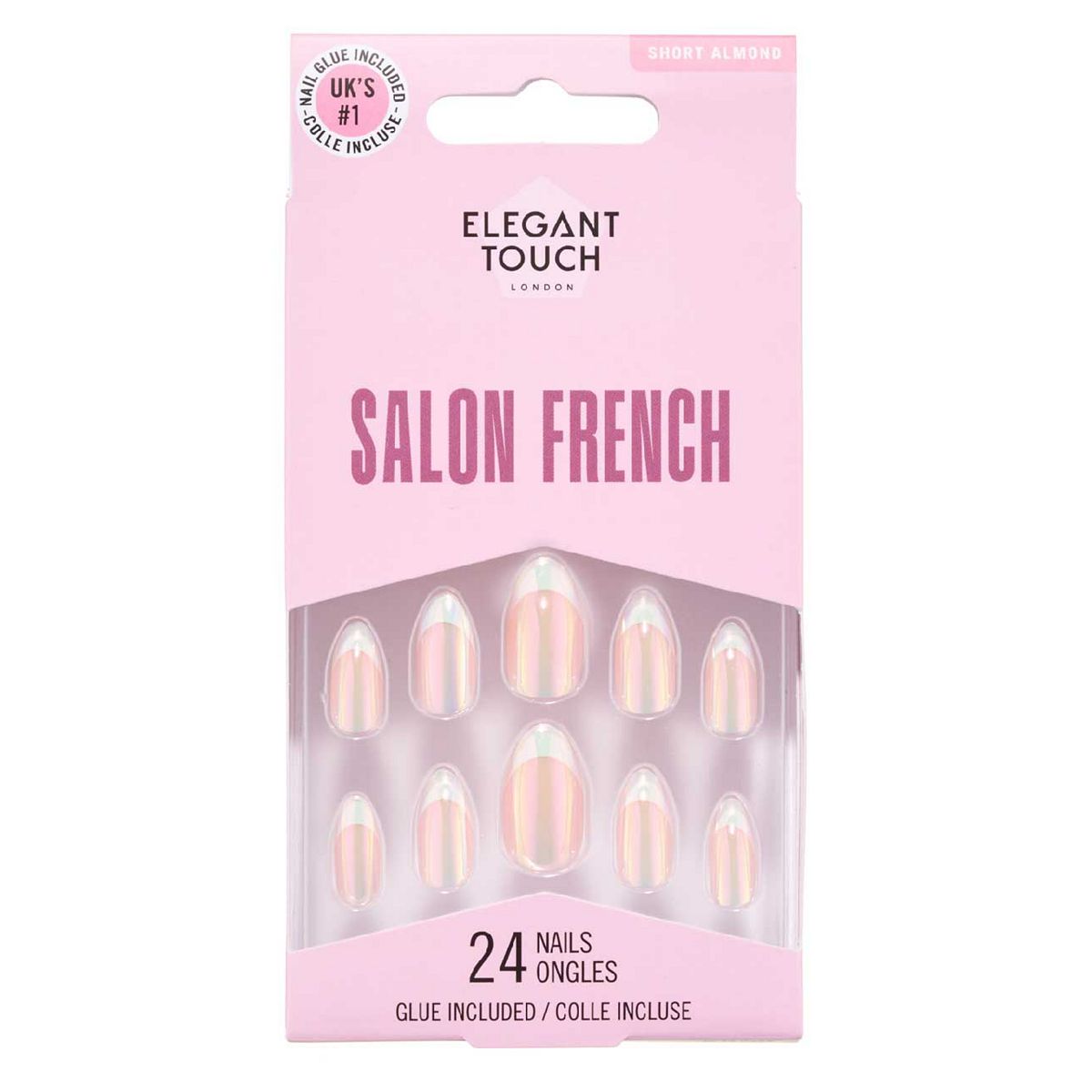 Elegant Touch French 166 False Nails With Glue 24S