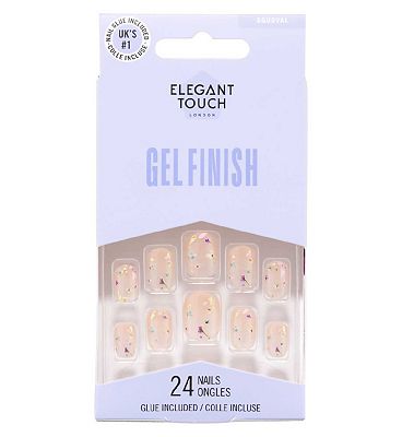 Elegant Touch Gel Finish Pressed Petals False Nails With Glue 24s