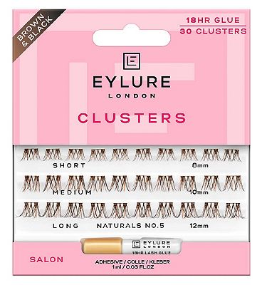 Eylure Brown Black Cluster Naturals No5 and Lash Adhesive 1ml