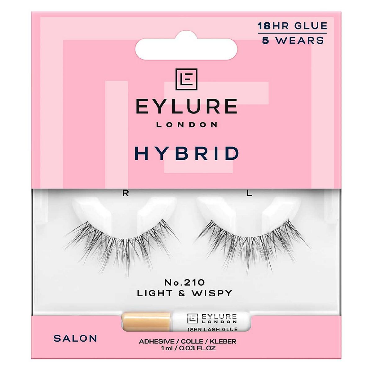 Eylure Hybrid No210 False Lashes Pair And Lash Adhesive 1ml