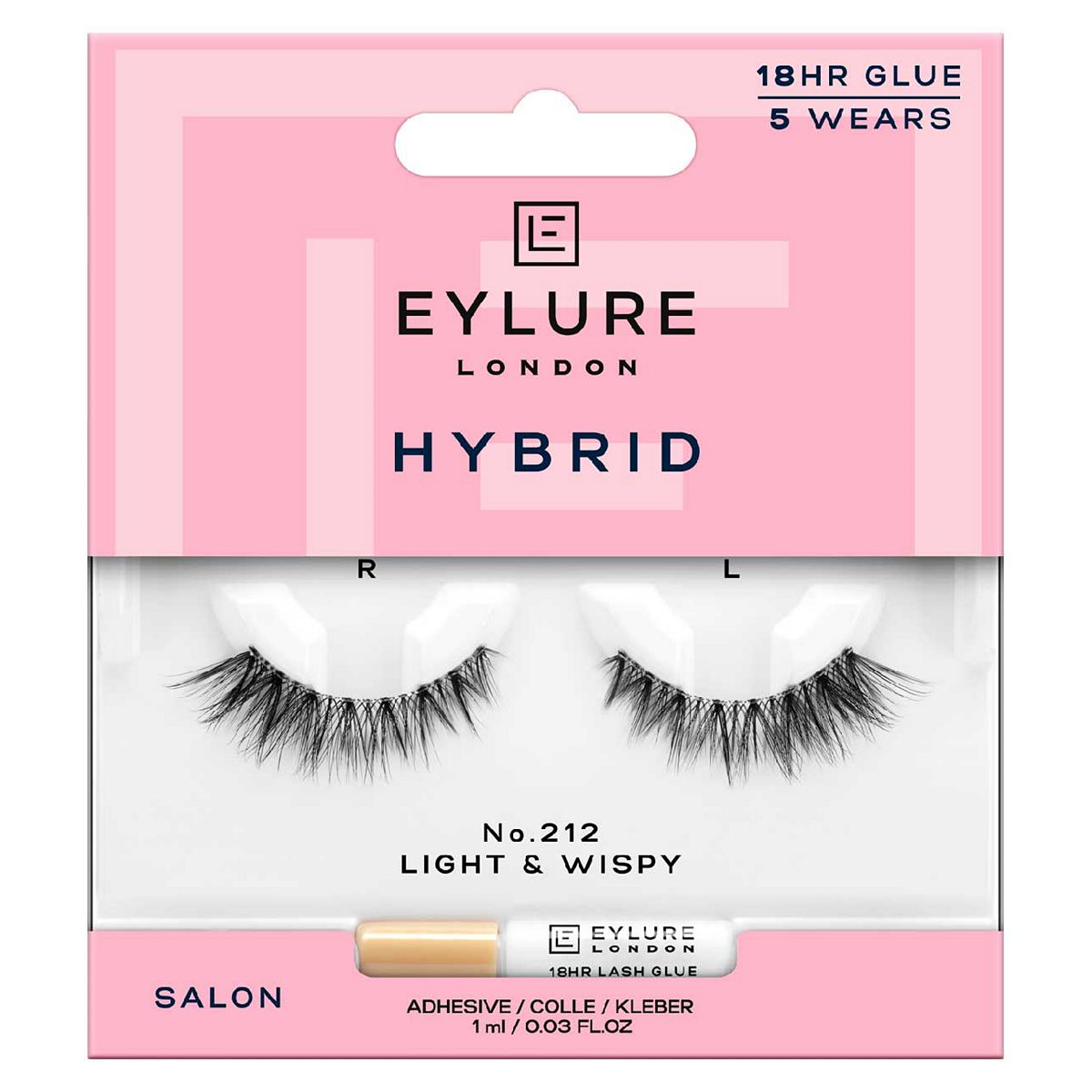 Eylure Hybrid Lashes No212 False Pair And Lash Adhesive 1ml