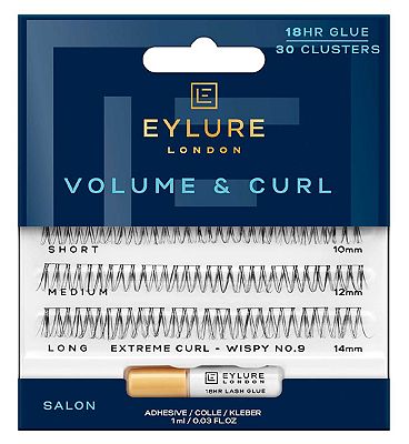 Eylure Volume & Curl Cluster Wispy No9 False Lashes and Lash Adhesive 1ml