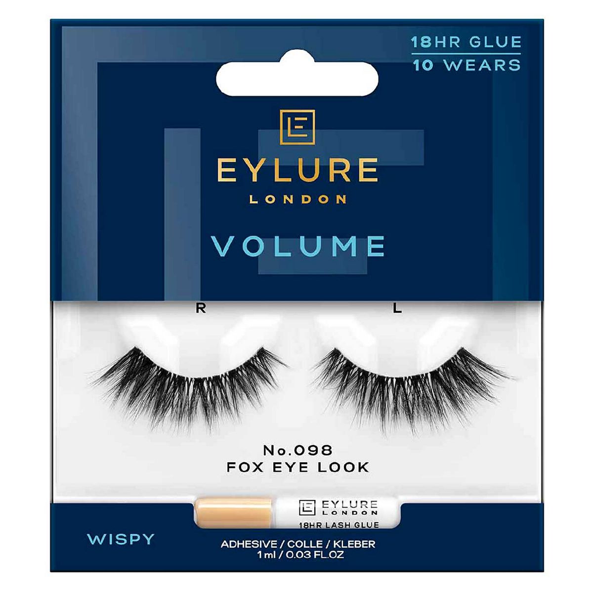 Eylure Volume Lash 098 False Lashes Pair And Adhesive 1ml