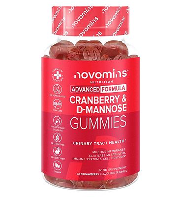 Novomins Cranberry and D Mannose Gummy Vitamins Strawberry Flavour - 60 Gummies