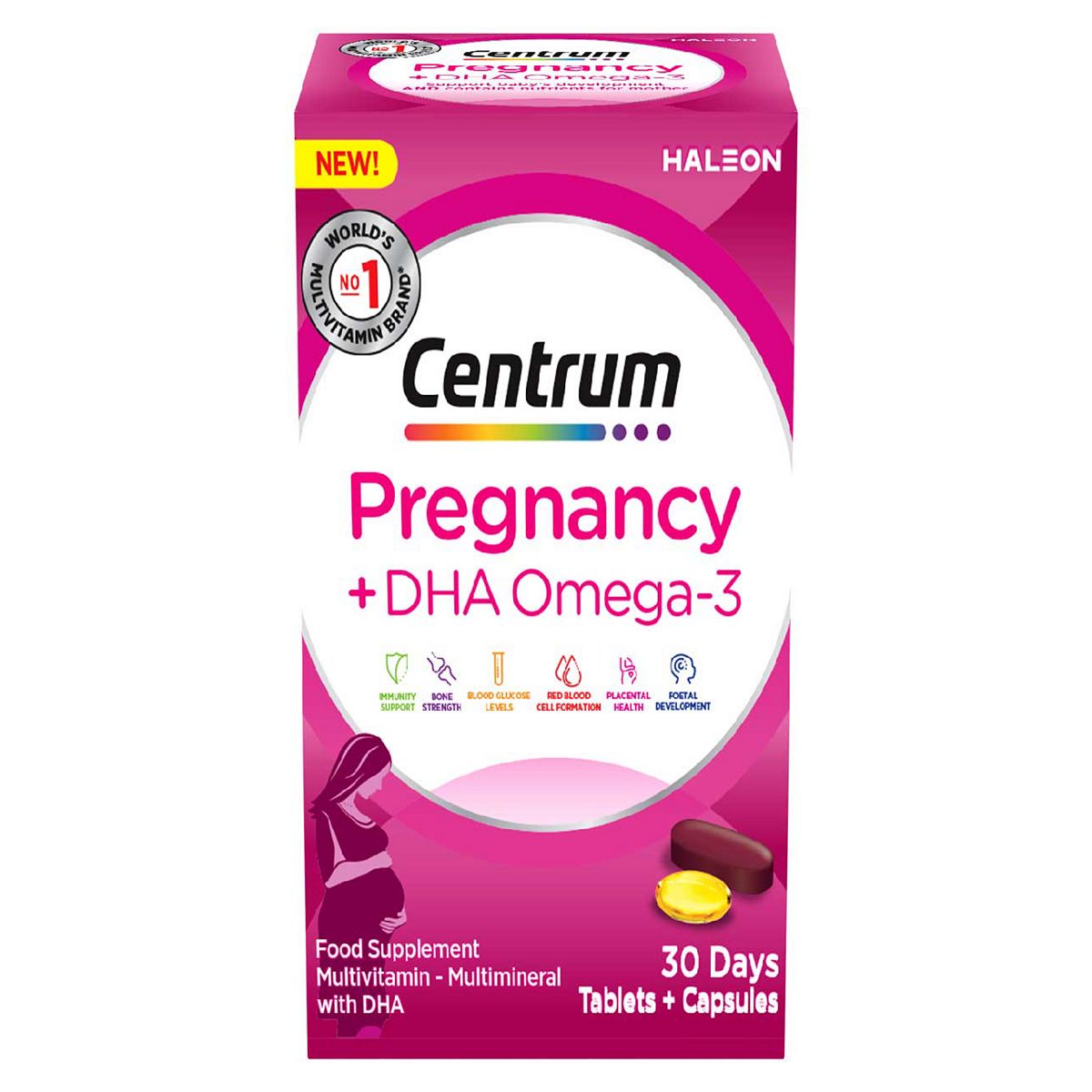 Centrum Pregnancy + Docosahexaenoic Acid Omega 3 Vitamins - 30 Tablets, Capsules